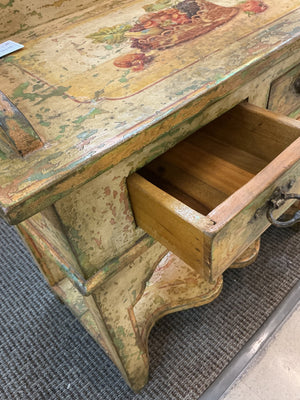Italian Distressed Table w/ 2 drawers 34x34x18