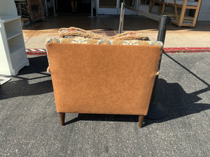 Tapestry Chair with Faux Leather Back and Sides
