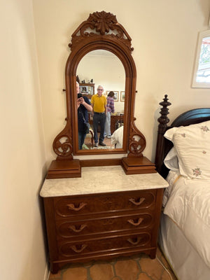 Victorian Bureau  Marble Top W/ Mirror