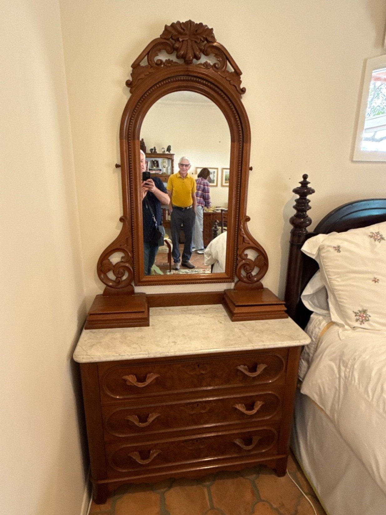 Victorian Bureau  Marble Top W/ Mirror