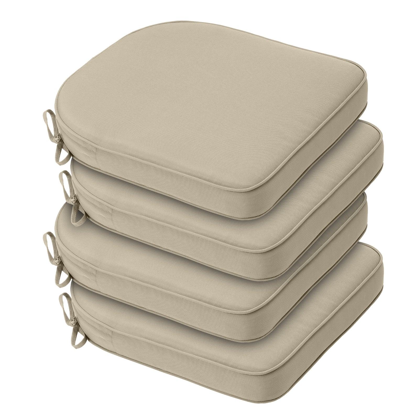 AOODOR Outdoor Dining Chair Cushions Set of 4 Patio Seat Pads, Khaki 18"x19" ($90 NEW)
