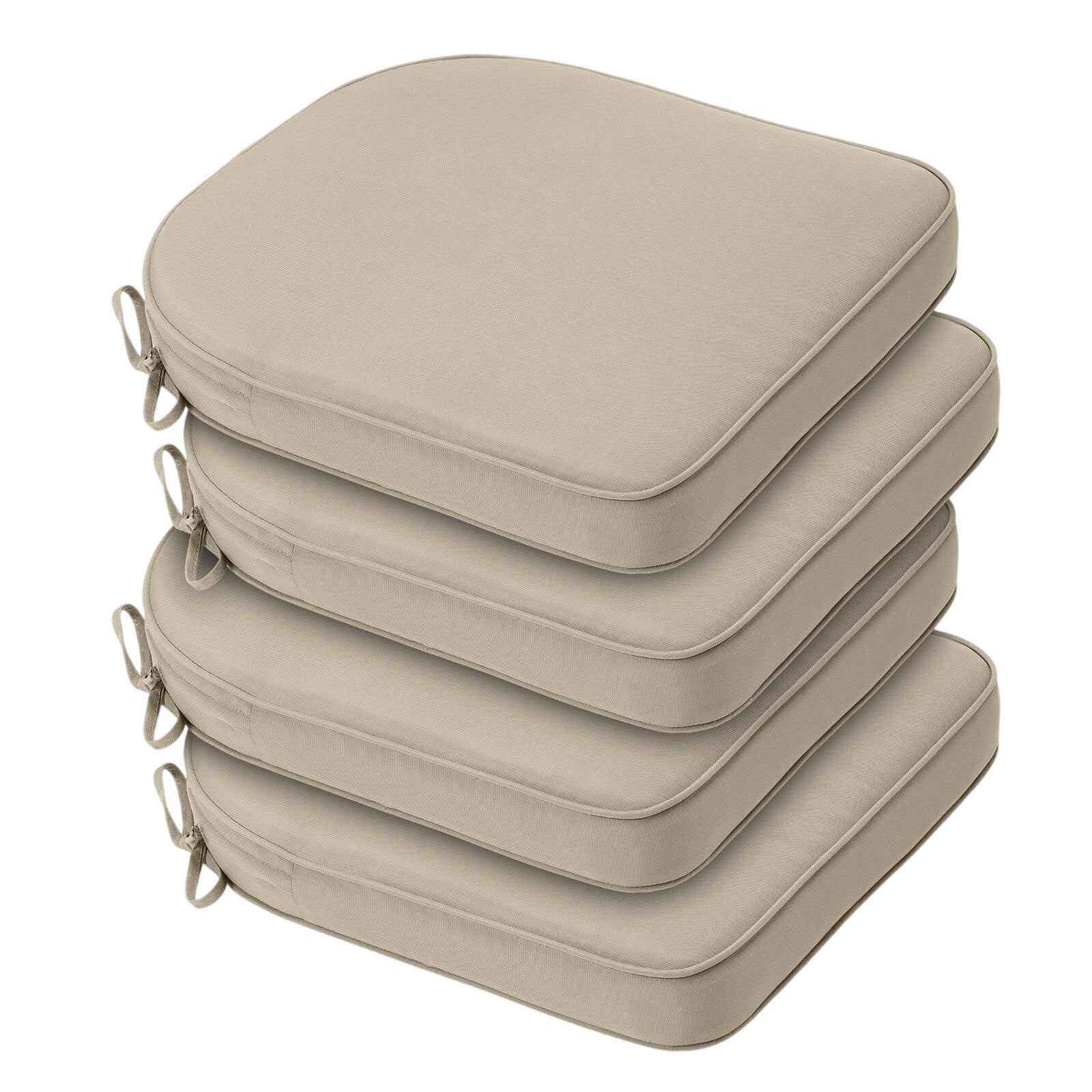 AOODOR Outdoor Dining Chair Cushions Set of 4 Patio Seat Pads, Khaki 18"x19" ($90 NEW)