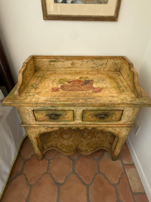 Italian Distressed Table w/ 2 drawers 34x34x18