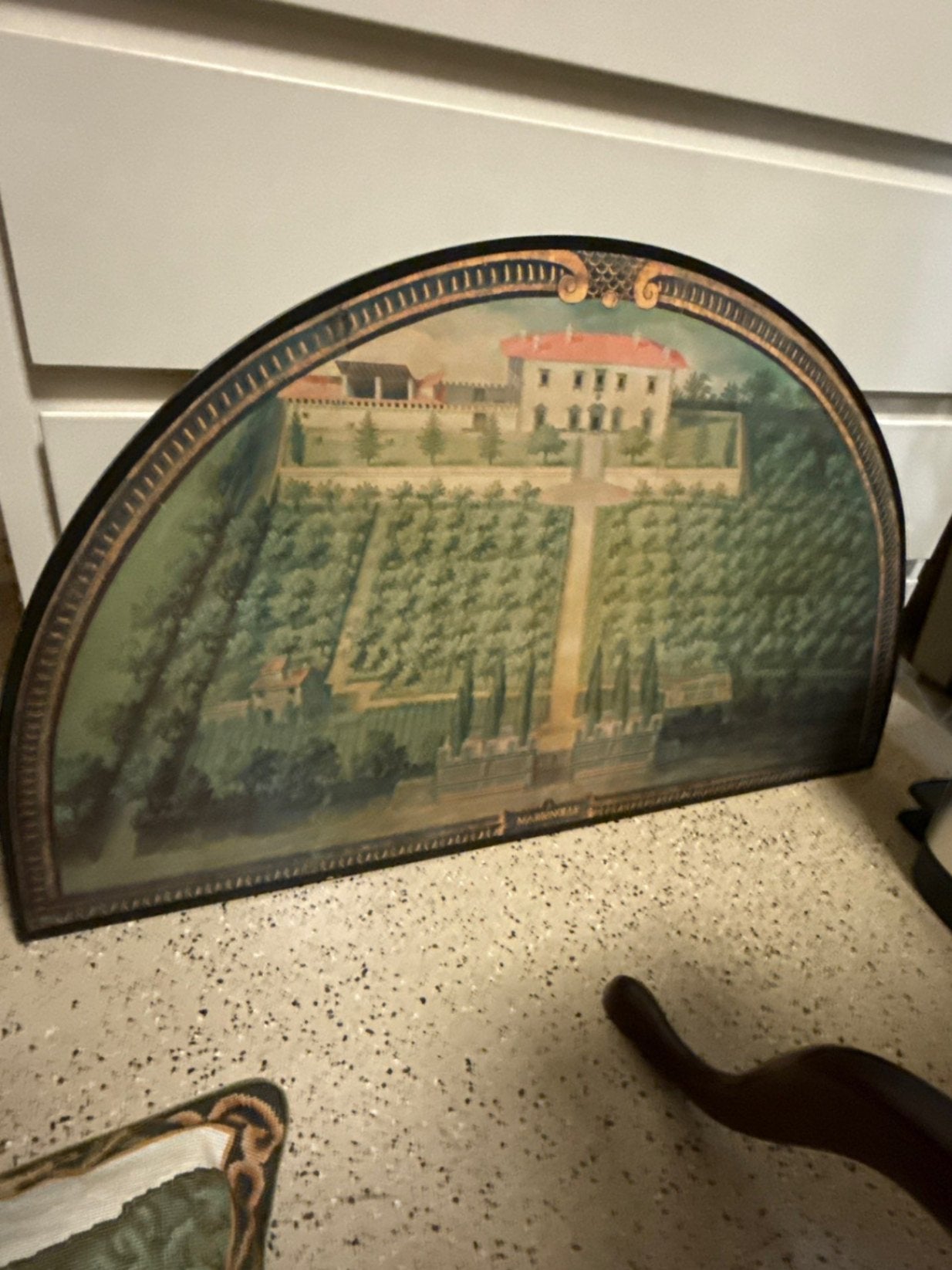 Demi Lune  Panel The Lunettes of Tuscan Villas Painted on Wood