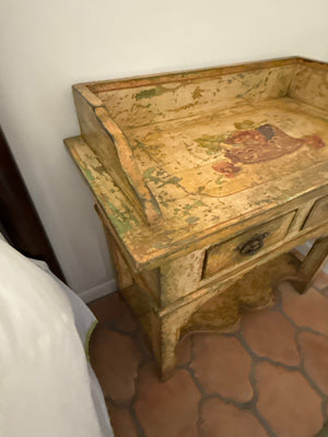 Italian Distressed Table w/ 2 drawers 34x34x18
