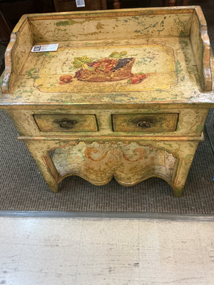 Italian Distressed Table w/ 2 drawers 34x34x18