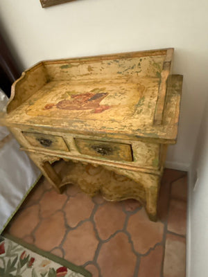 Italian Distressed Table w/ 2 drawers 34x34x18