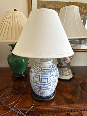 Chinese Ceramic Table Lamp with Linen Shade