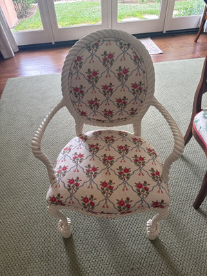 White Chair Rope Design With/Floral Pattern Fabric