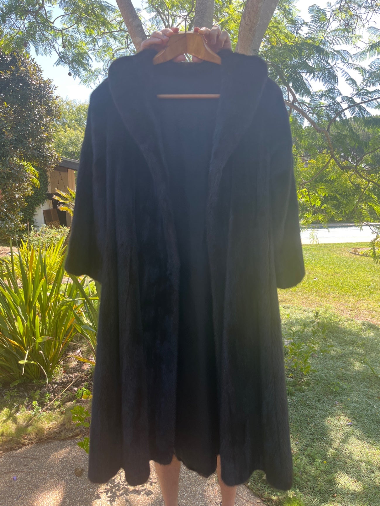 Vintage Mink Coat w/ Satin Lining Black/Dark Brown LARGE/LONG