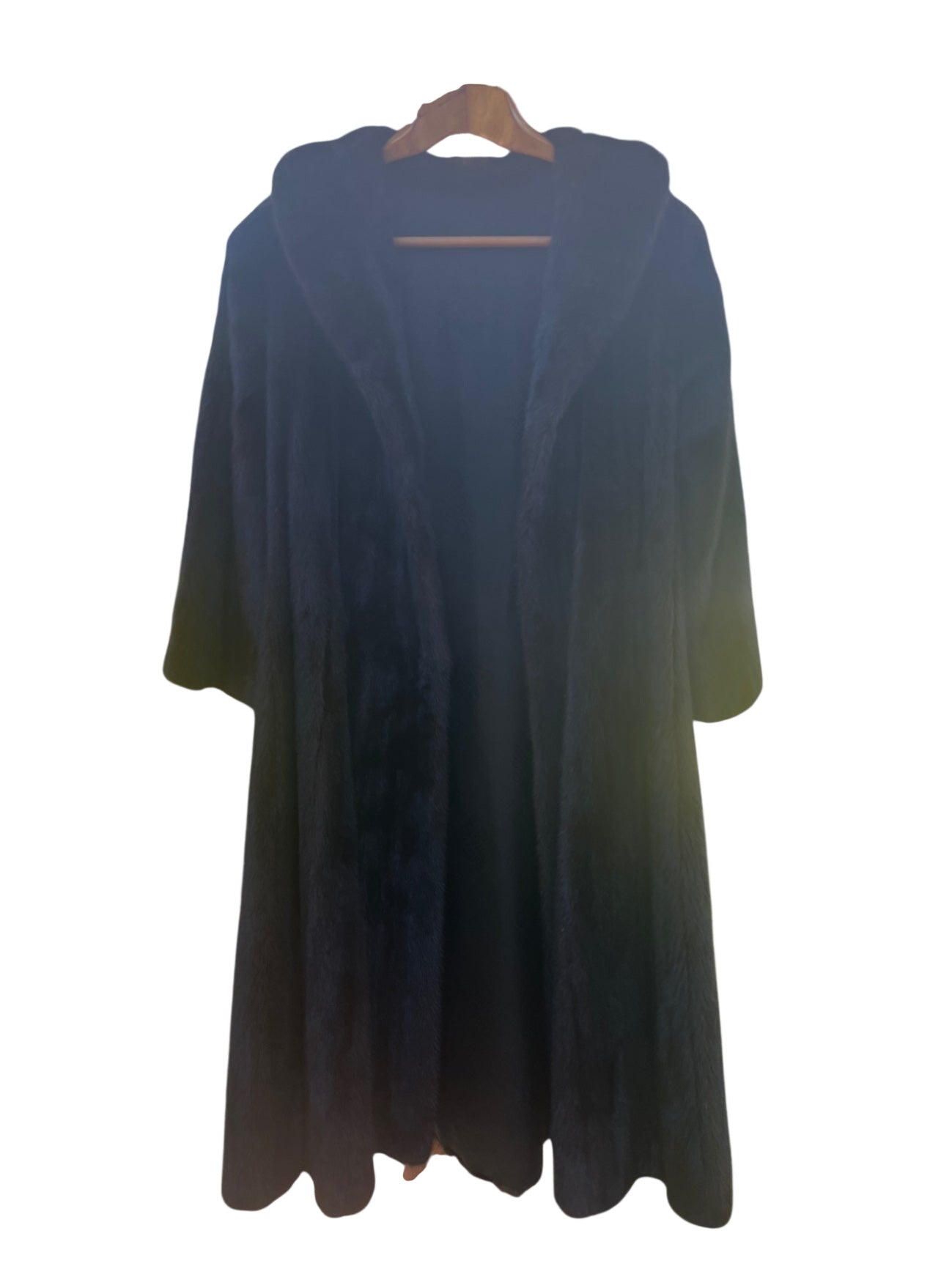 Vintage Mink Coat w/ Satin Lining Black/Dark Brown LARGE/LONG