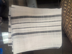 Sheer Curtains White w/ Black Stripes W24.5" x L25" Pair