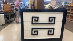 Pair of 1940s Kittinger “Mandarin” Greek Key Two-Drawer Nightstands – 34”W x 39”