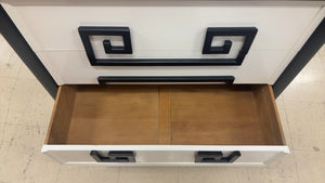 Pair of 1940s Kittinger “Mandarin” Greek Key Two-Drawer Nightstands – 34”W x 39”