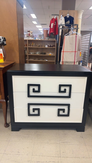 Pair of 1940s Kittinger “Mandarin” Greek Key Two-Drawer Nightstands – 34”W x 39”