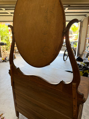 Antique Tiger Oak Mirrored Dresser, 42” x 21 1/2” x 72”