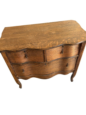 Antique  3 Drawer Tiger Oak Dresser , 34” x 20” x 28”