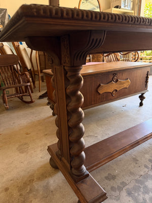 Antique Jacobean Revival Barley Twist Library Console Table – 72" x 22" x 30"