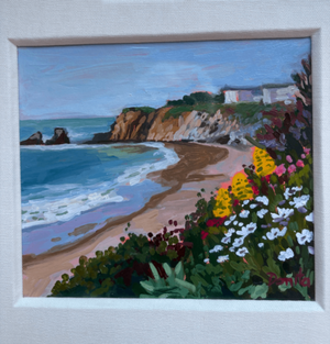 Donita Lloyd Laguna Landscape with Daisies Framed Painting, 18 x 19 in with Linen Mat