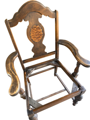 Antique Chair with Removable Seat, 25” x 18” x 40”