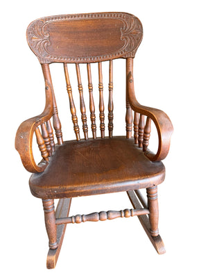 Antique Pressed Wood  Rocking Chair, 24" x 33" x 44"