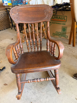Antique Pressed Wood  Rocking Chair, 24" x 33" x 44"