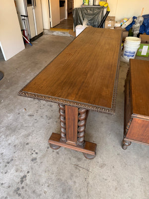 Antique Jacobean Revival Barley Twist Library Console Table – 72" x 22" x 30"