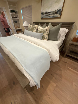 Williams Sonoma Farmhouse King Bed in Gray Wash (No Bedding)