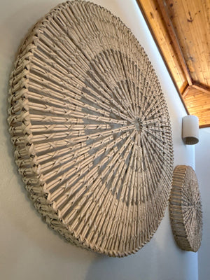 Round Woven Bamboo Sunburst Wall Art, 30 in
