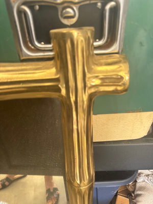 Vintage Hollywood Regency Wall Mirror Solid Cast Brass Frame 38 1/2" x 26" Length