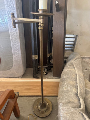 Visual comfort style swing arm floor lamp, aged brass