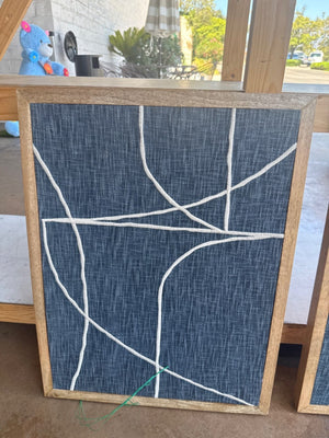 Framed Denim Textile Abstract Wall Art 26 x 20 inches