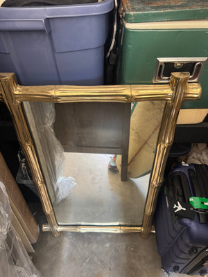 Vintage Hollywood Regency Wall Mirror Solid Cast Brass Frame 38 1/2" x 26" Length