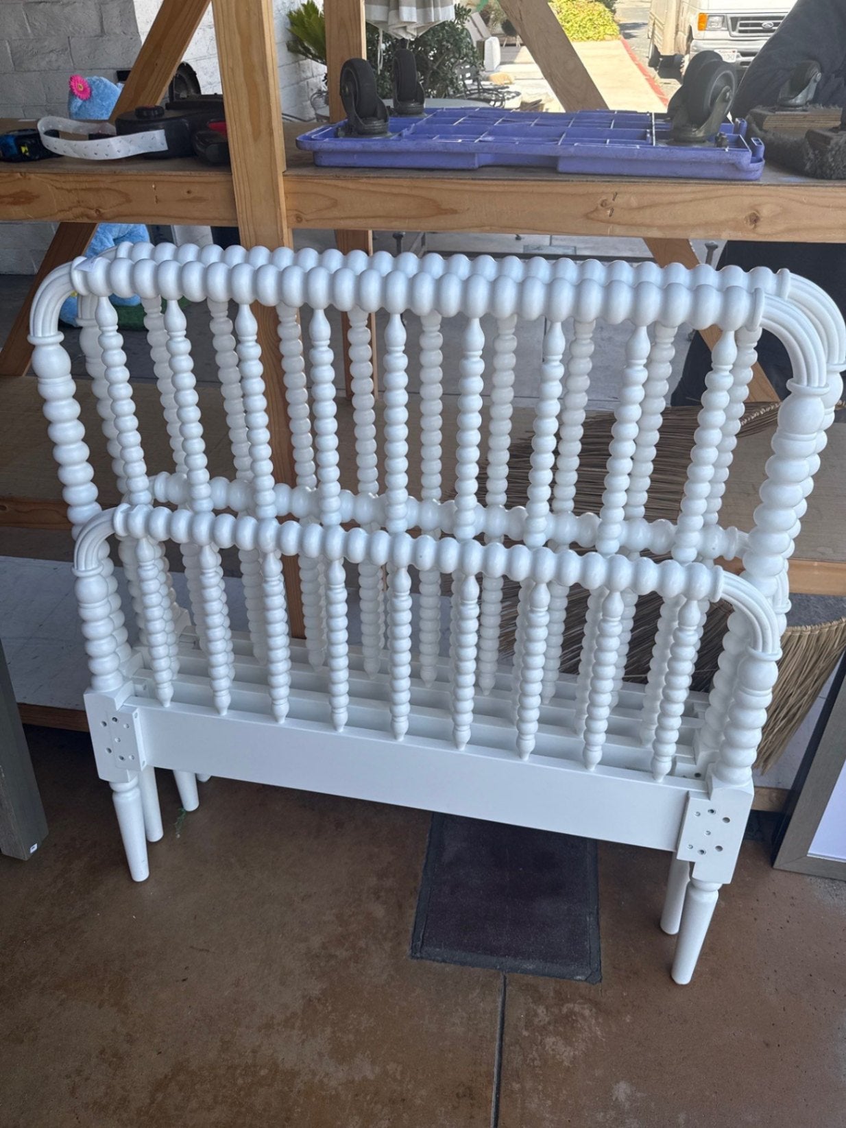 Crate & Barrel White Bobbin Twin Bed (Each) No Bedding