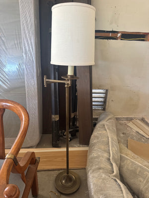 Visual comfort style swing arm floor lamp, aged brass