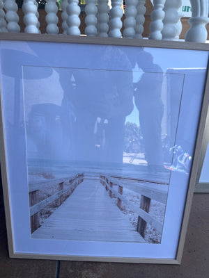 Framed Ocean Pier Photograph, 25 x 21 in