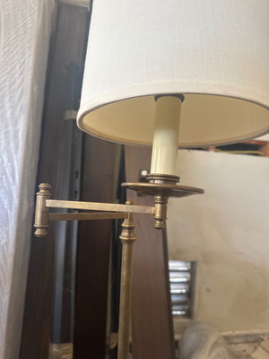 Visual comfort style swing arm floor lamp, aged brass