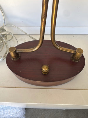 Double Brass Lamp with Custom Schumacher Fabric Shade, 17" x 17 1/2"