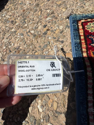 Wool on Cotton Turkish Rug, 33 1/4" x 10' 3"