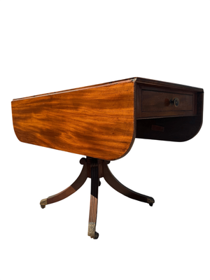 Regency-Style Antique Mahogany Pembroke Table with 42" Drop-Leaf Extensions