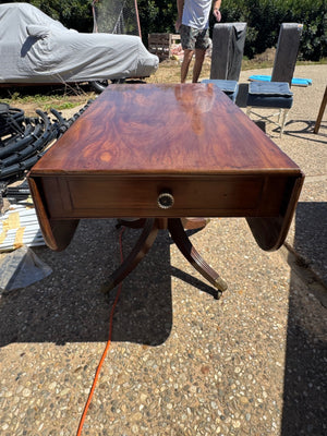 Regency-Style Antique Mahogany Pembroke Table with 42" Drop-Leaf Extensions