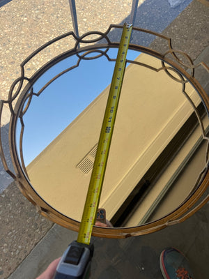 Wrought Iron Round Mirrored Tray, 20" Diameter