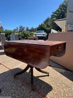 Regency-Style Antique Mahogany Pembroke Table with 42" Drop-Leaf Extensions