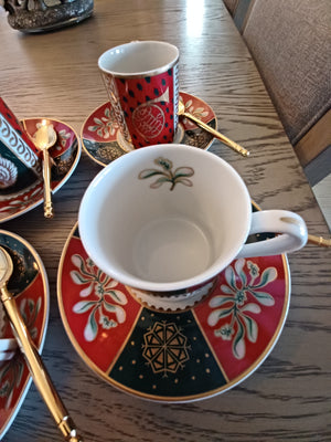 Neiman Marcus Red, Blue & Gold China Porcelain Dinnerware Set
