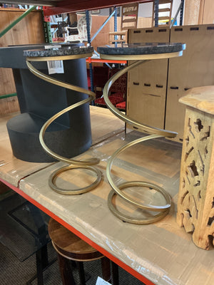 Stone Top Spiral Side Tables (pair) 36 x 12