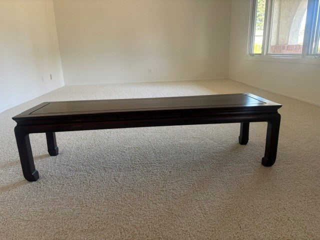 Asian Ming Style Dark Wood Coffee Table, 60"L x 18"W x 16"H