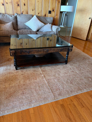 Spanish Colonial Architectural Coffee Table with Glass Top 50x42x20
