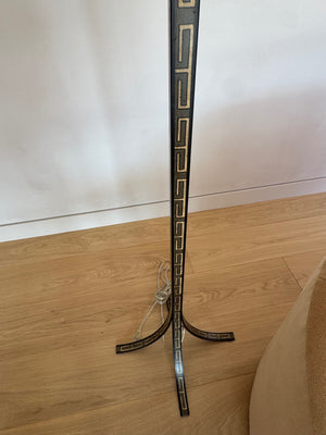 John Rosselli “Makis” Floor Lamp for Visual Comfort (Visual Comfort) — Black with Gold Greek Key Accents, 68.5 