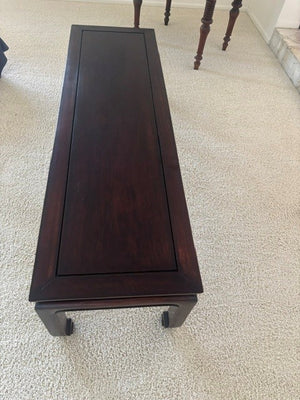 Asian Ming Style Dark Wood Coffee Table, 60"L x 18"W x 16"H