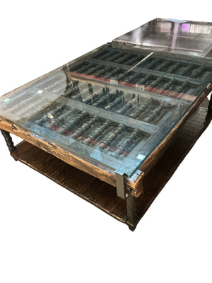 Spanish Colonial Architectural Coffee Table with Glass Top 50x42x20